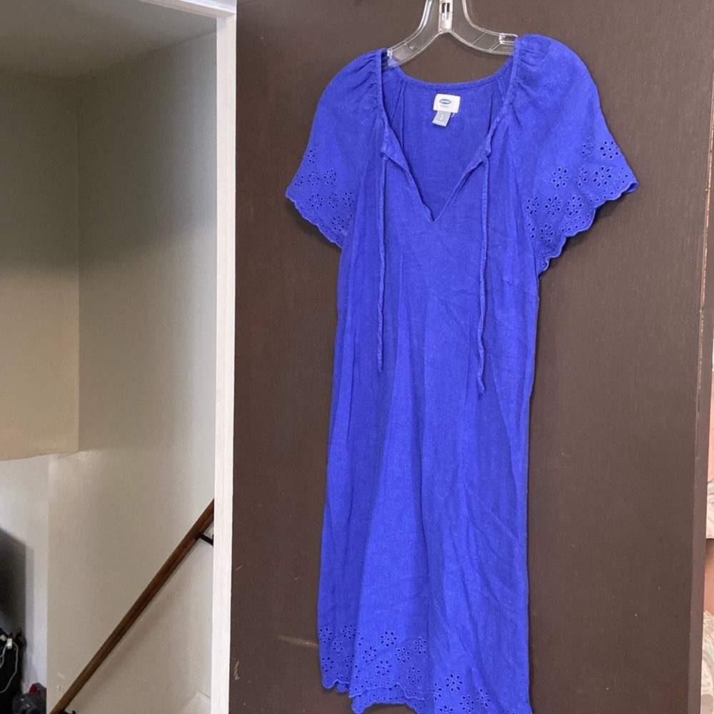 Royal Blue Linen Shift Dress